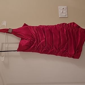 Red satin dress